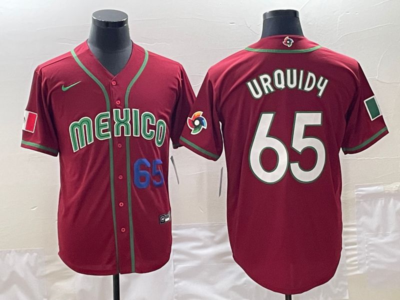 Men 2023 World Cub Mexico #65 Urquidu Red Nike MLB Jersey7->more jerseys->MLB Jersey